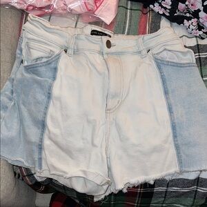 Stylish Two-Tone Jean Shorts